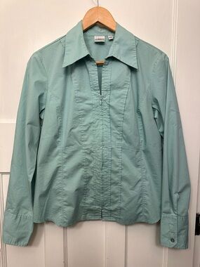 ⭐️ cleo med Mint Green Long-Sleeve zip Up Dress Shirt